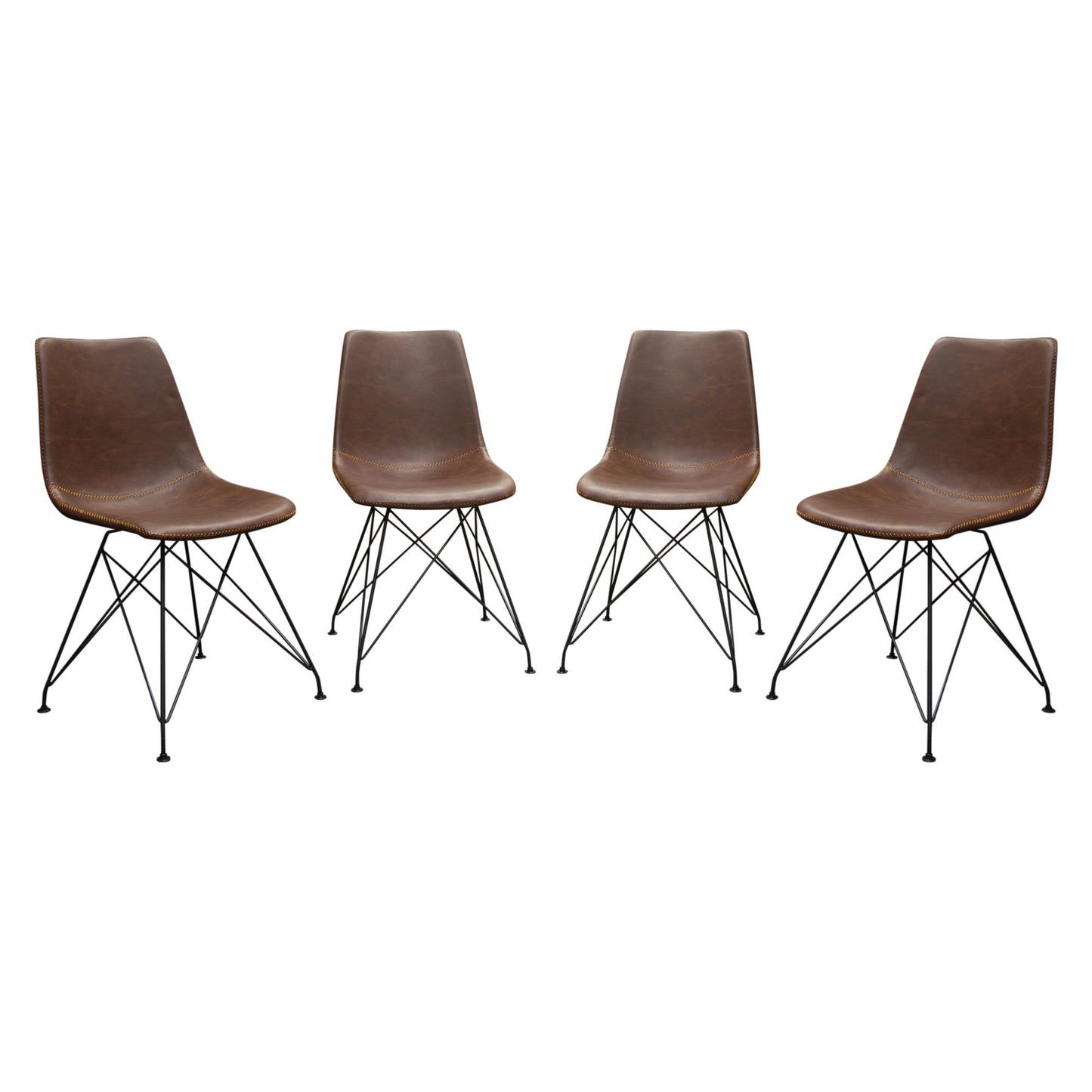 Theo Set of (4) Dining Chairs in Chocolate Leatherette w/ Black Metal Base by Diamond Sofa