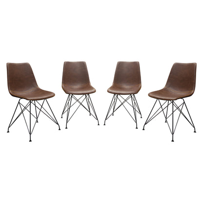 Theo Set of (4) Dining Chairs in Chocolate Leatherette w/ Black Metal Base by Diamond Sofa