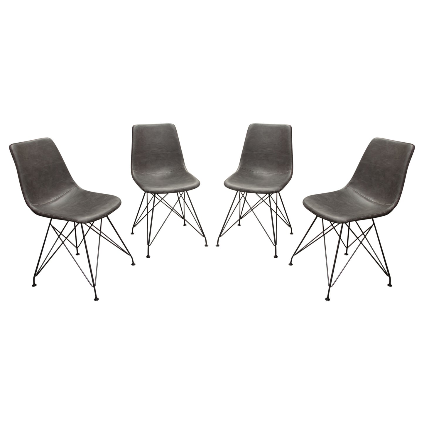 Theo Set of (4) Dining Chairs in Weathered Grey Leatherette w/ Black Metal Base by Diamond Sofa