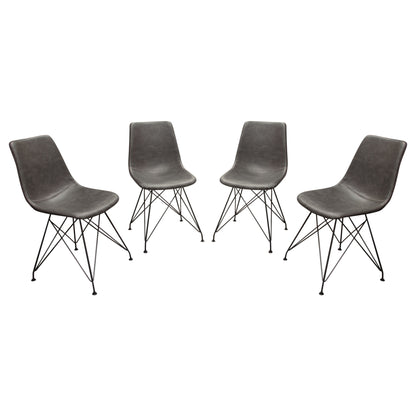 Theo Set of (4) Dining Chairs in Weathered Grey Leatherette w/ Black Metal Base by Diamond Sofa