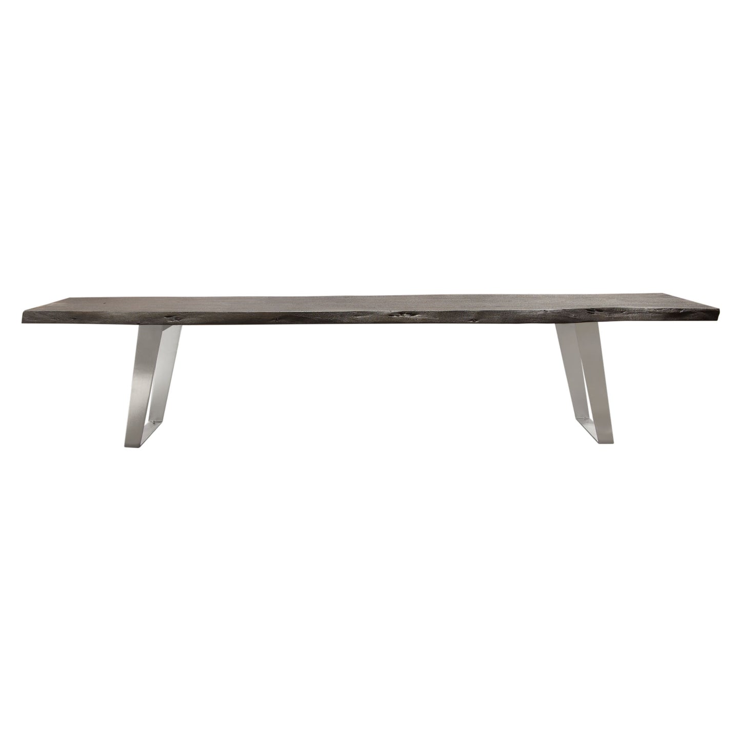 Titan Solid Acacia Wood Accent Bench in Espresso Finish w/ Silver Metal Inlay & Base by Diamond Sofa