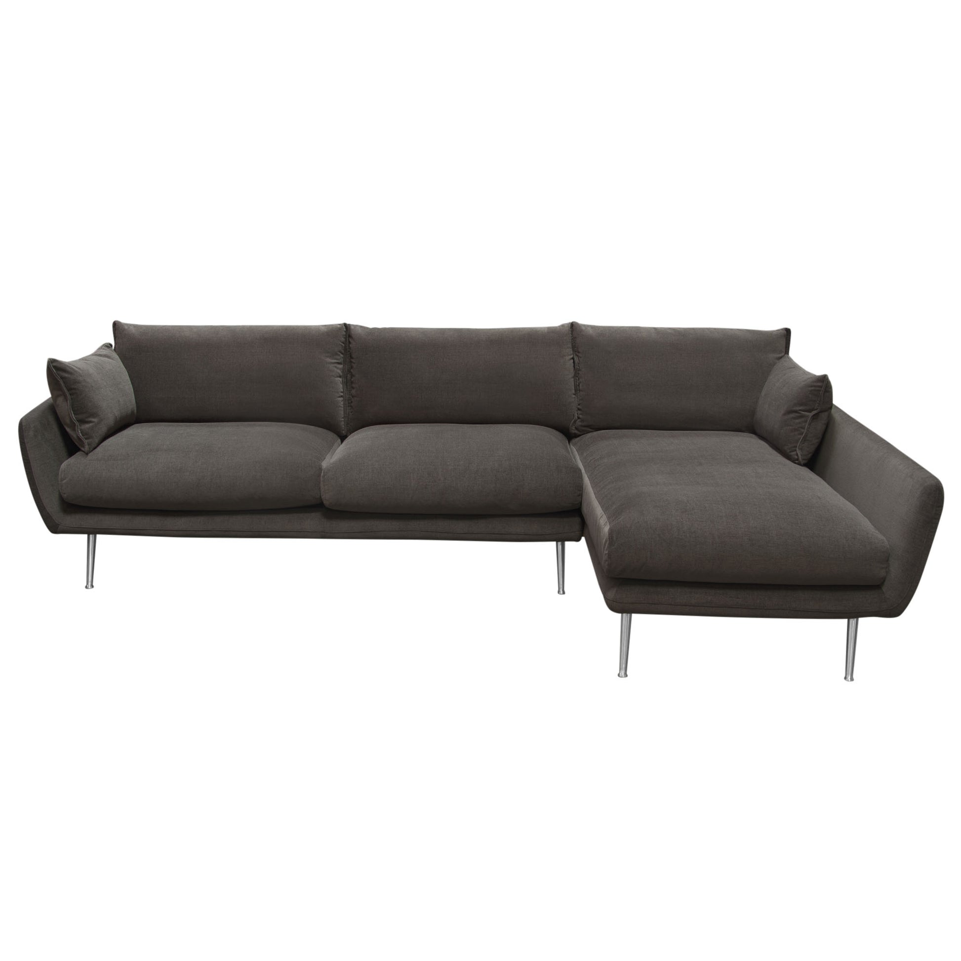 Vantage RF 2PC Sectional in Iron Grey Fabric w/ Brushed Metal Legs by Diamond Sofa