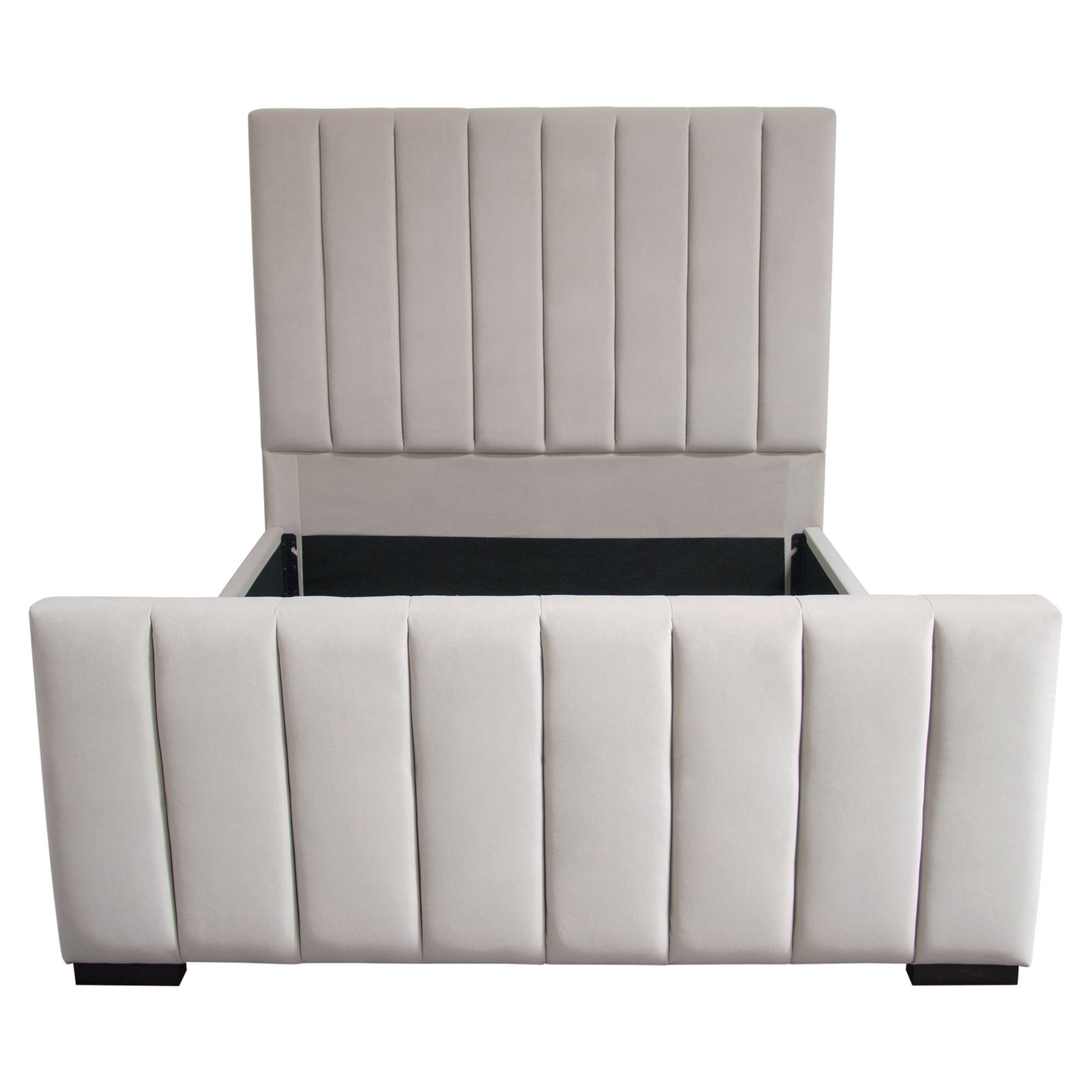 Venus Vertical Channel Tufted Eastern King Bed in Light Grey Velvet by Diamond Sofa