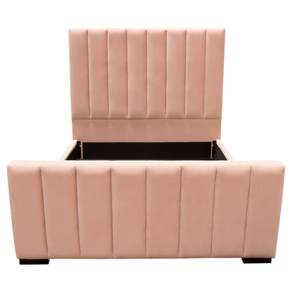 Venus Vertical Channel Tufted Eastern King Bed in Blush Pink Velvet by Diamond Sofa