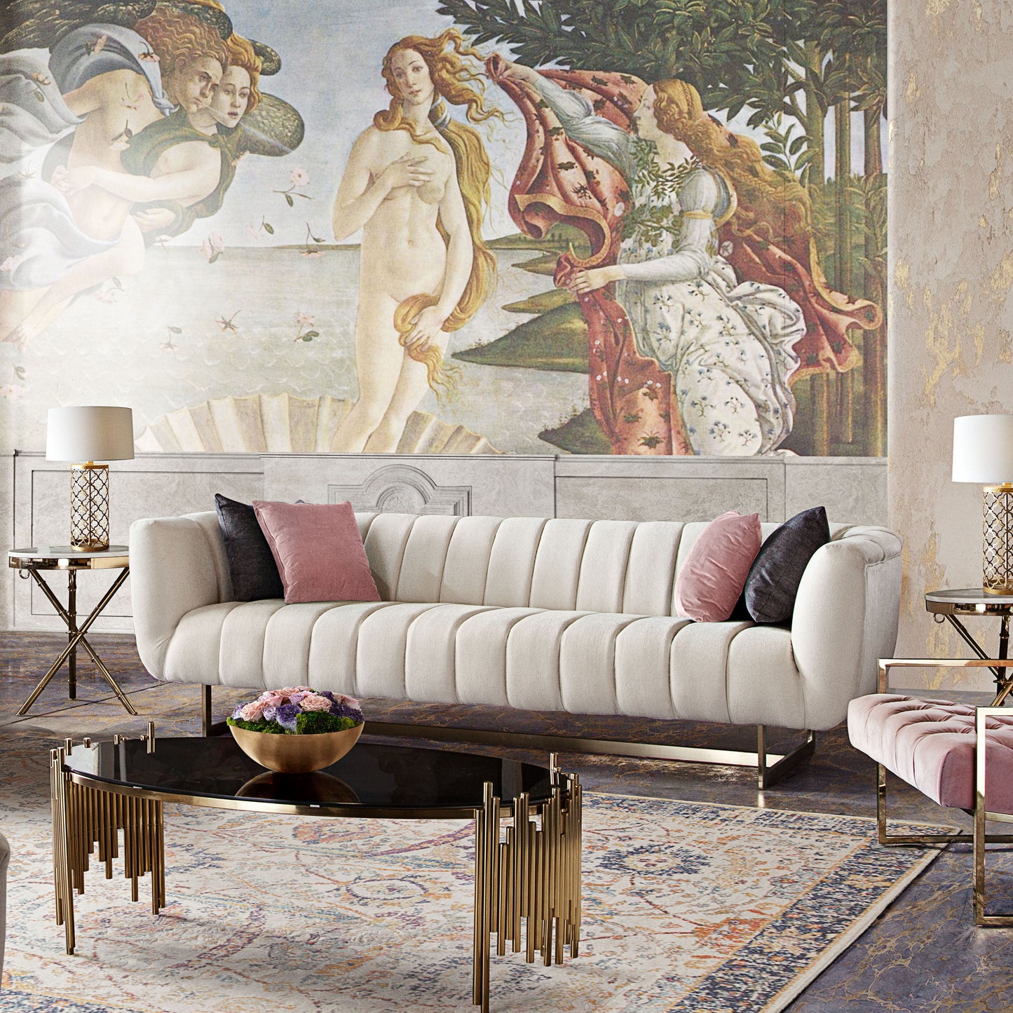 Venus Cream Fabric Sofa