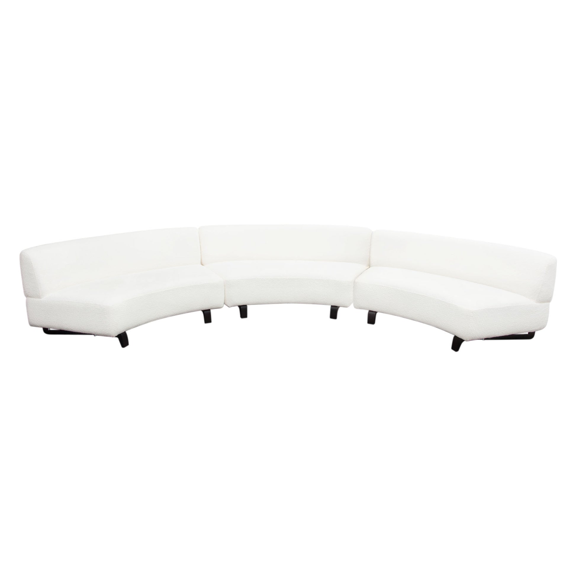 Vesper 3PC Modular Curved Armless Sofa in Faux White Shearling w/ Black Wood Leg Base by Diamond Sofa