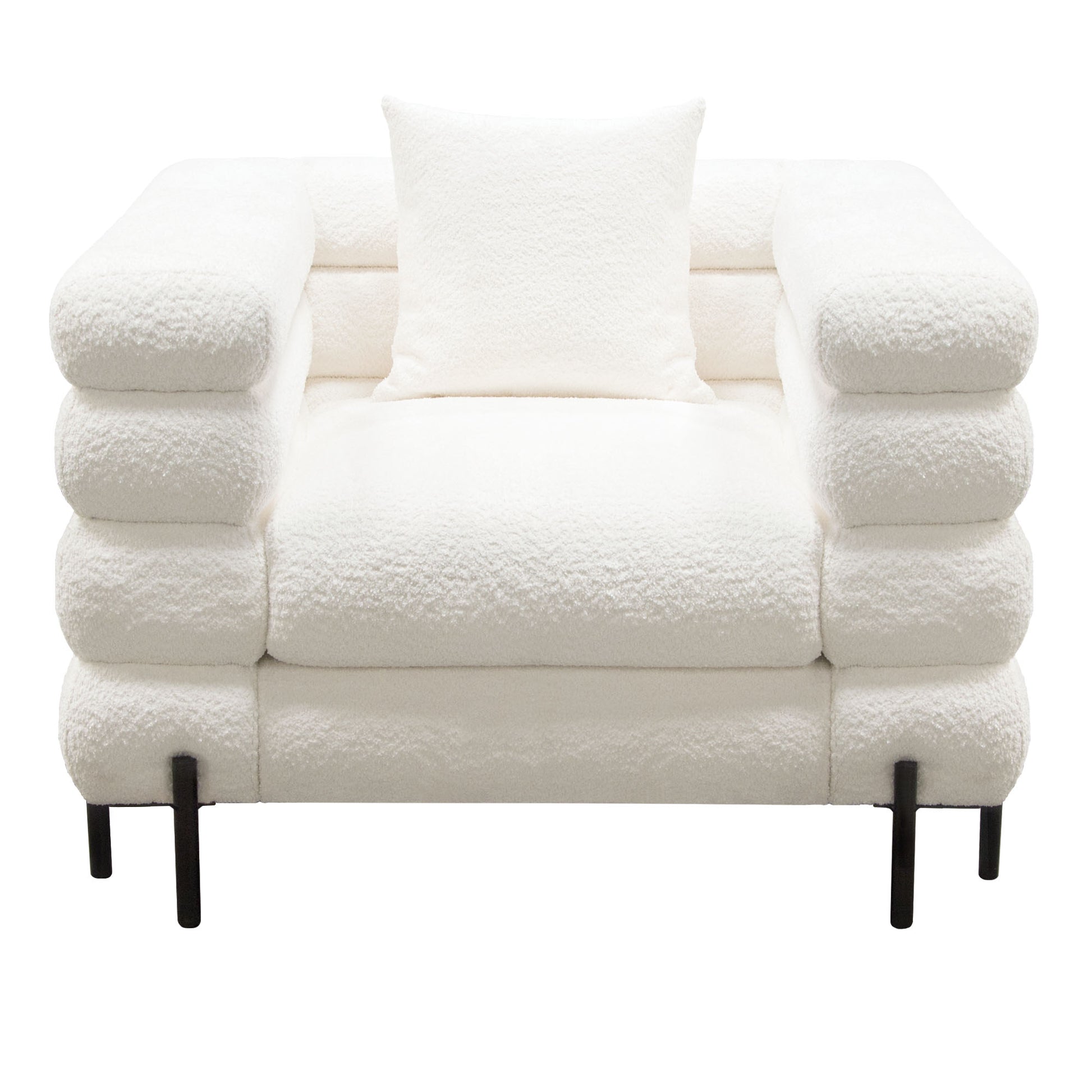 Vox Chair in Faux White Shearling w/ Black Powder Metal Legs by Diamond Sofa