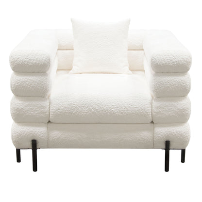 Vox Chair in Faux White Shearling w/ Black Powder Metal Legs by Diamond Sofa