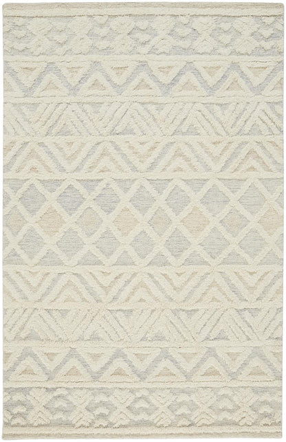 Anica Moroccan Chevorn Wool Tufted Rug, Ivory/Chambray Blue, 5ft x 8ft Area Rug