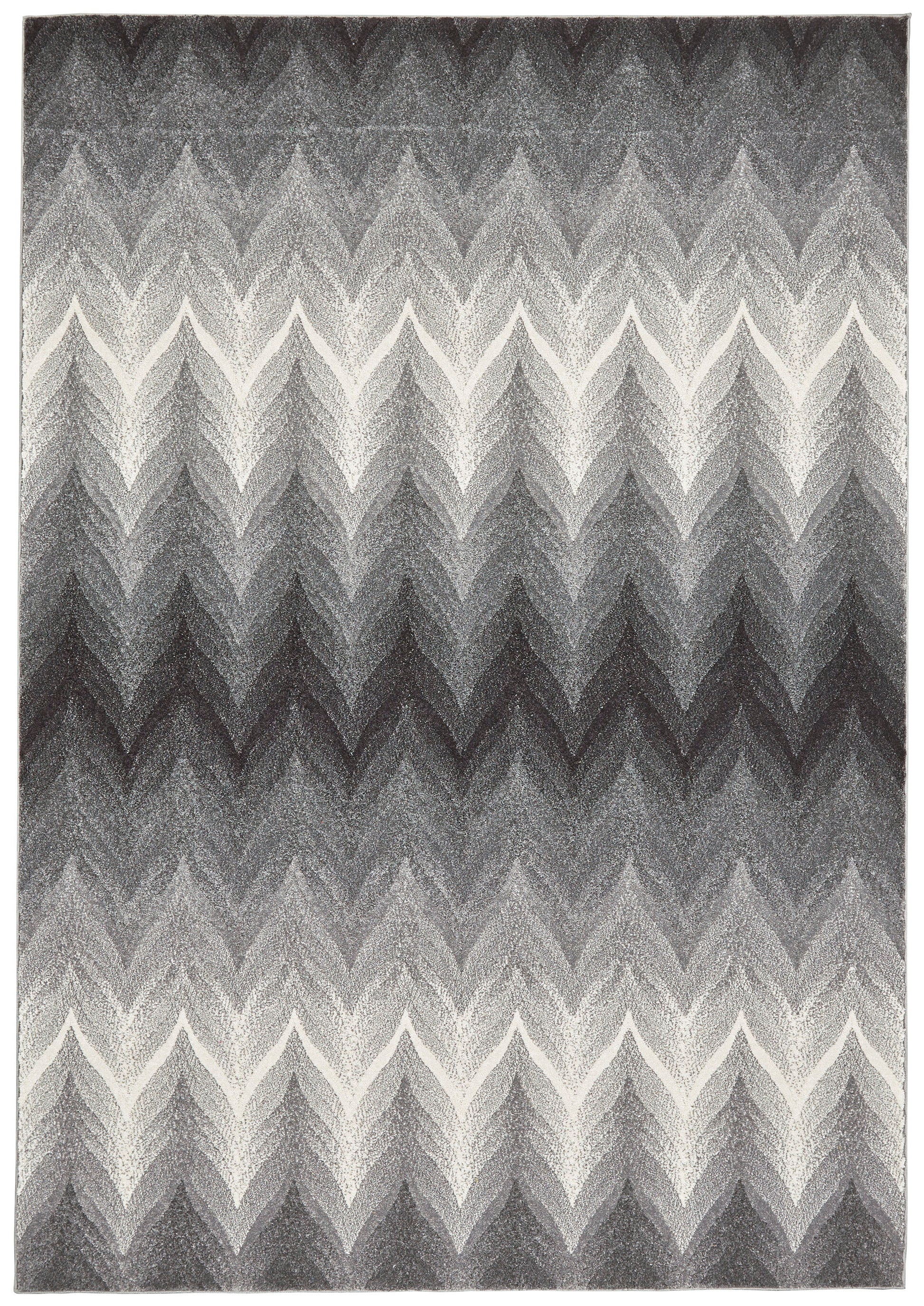 Bleecker Contemporary Chevron Rug, Gargoyle Gray/White, 10ft x 13ft-2in Area Rug