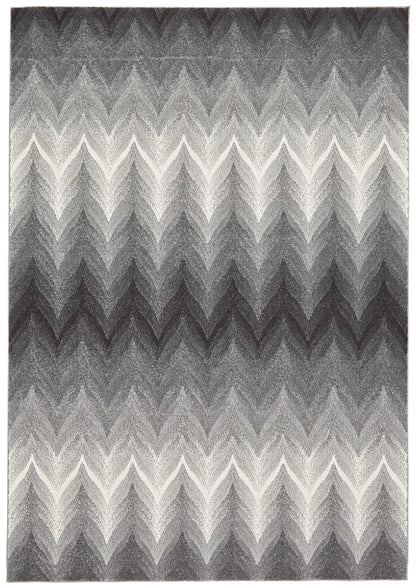 Bleecker Contemporary Chevron Rug, Gargoyle Gray/White, 10ft x 13ft-2in Area Rug