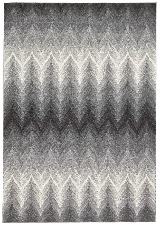 Bleecker Contemporary Chevron Rug, Gargoyle Gray/White, 10ft x 13ft-2in Area Rug