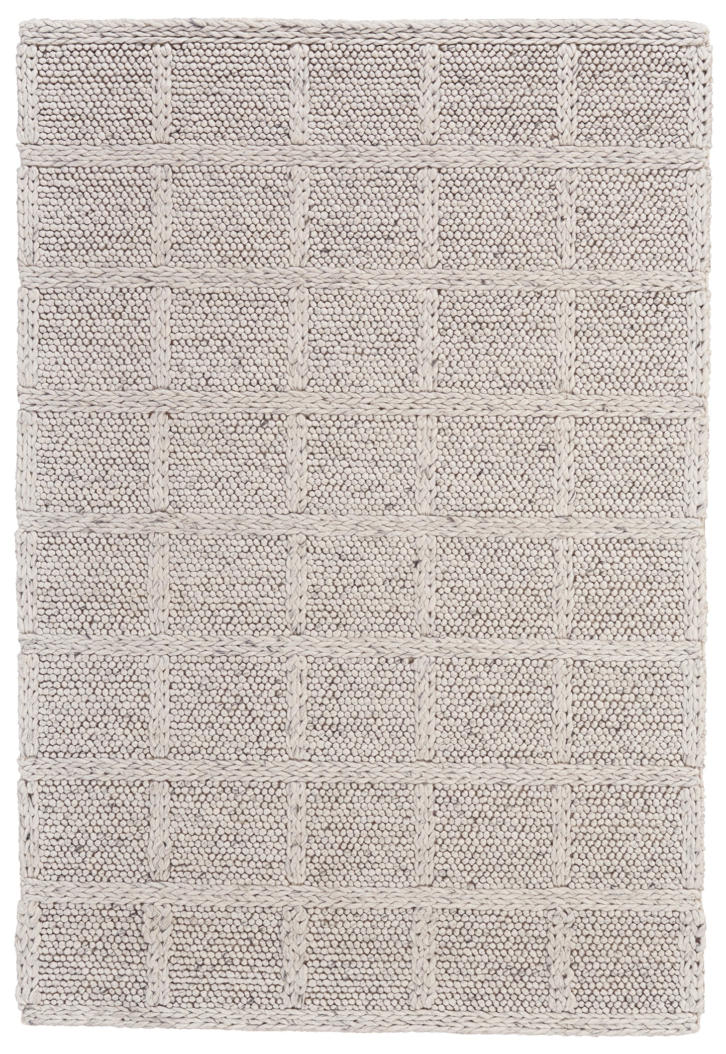 Berkeley Modern Eco-Friendly Crosshatch Rug, Ivory/Warm Gray, 5ft x 8ft Area Rug