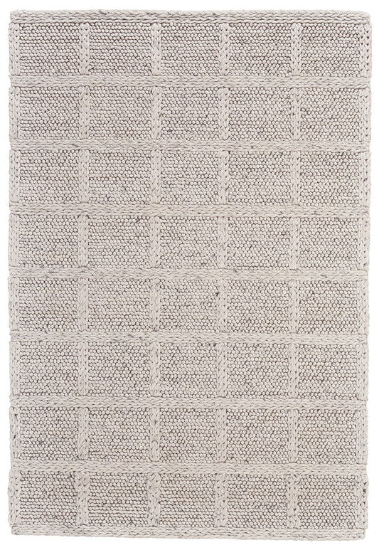 Berkeley Modern Eco-Friendly Crosshatch Rug, Ivory/Warm Gray, 5ft x 8ft Area Rug