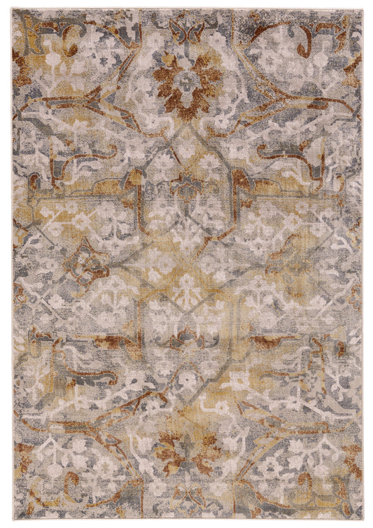 Cannes Lustrous Abstract Area Rug, Pewter Gray/Honey Gold, 10ft x 13ft - 2in