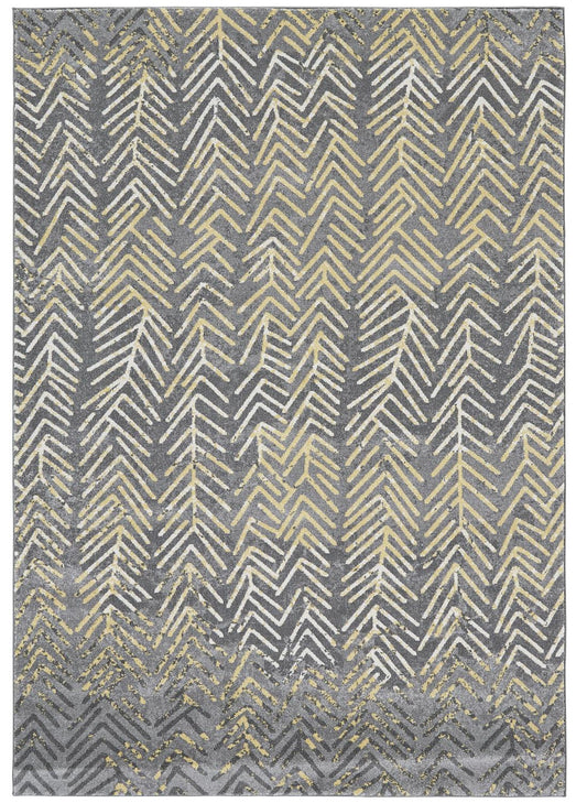 Bleecker Contemporary Arrows Rug, Gargoyle Gray/Yellow, 10ft x 13ft-2in Area Rug