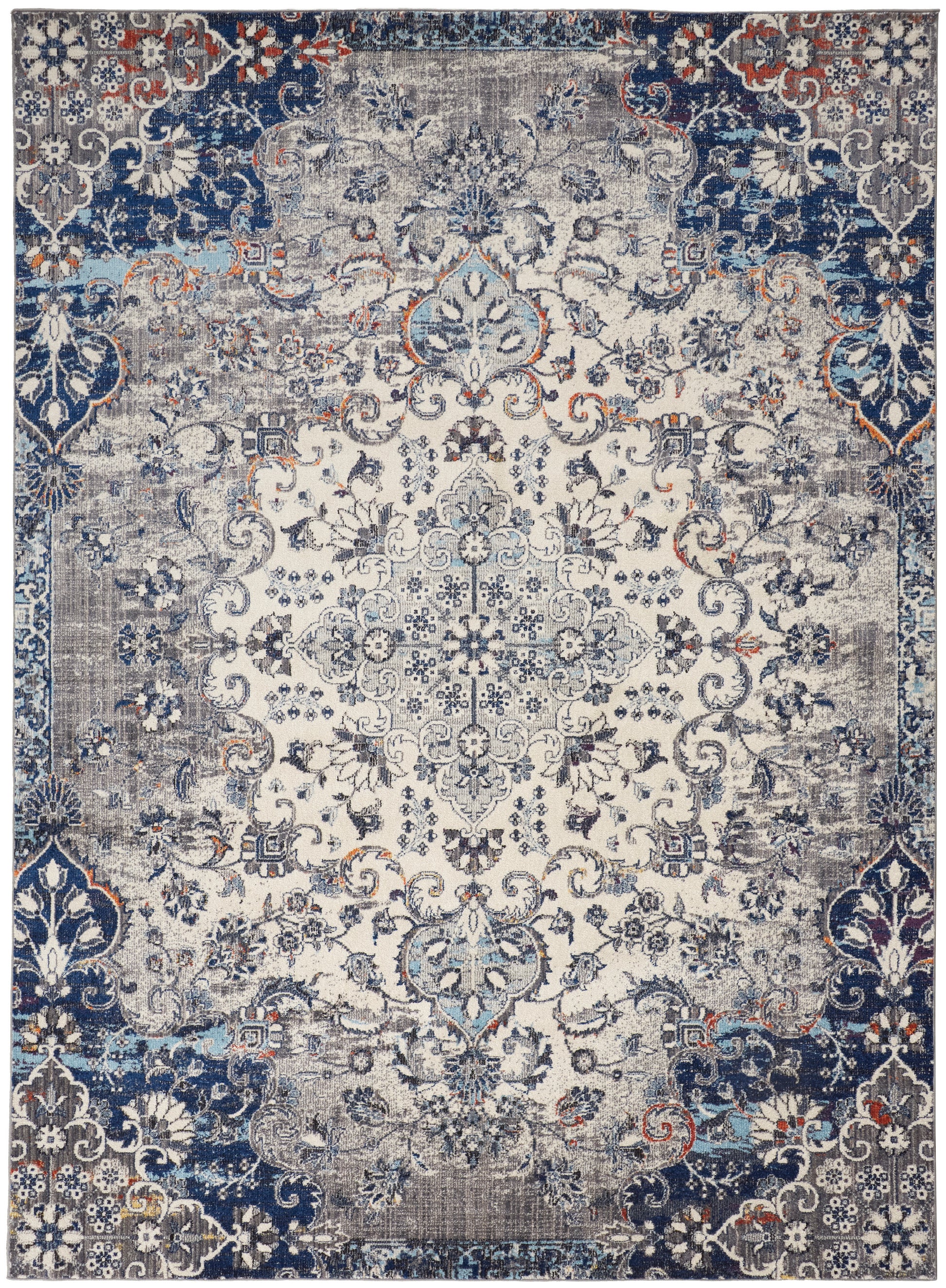 Bellini Vintage Bohemian Medallion Rug, Gray/Blue, 2ft x 3ft Area Rug