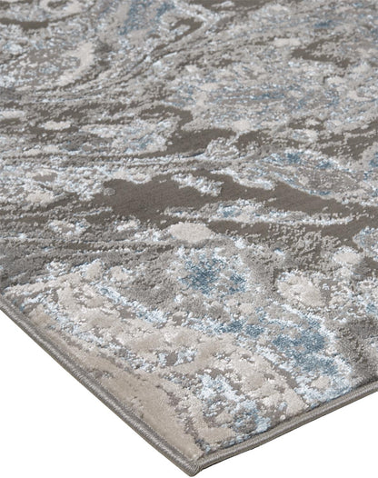 Azure Modern Metallic Oil Slick Rug