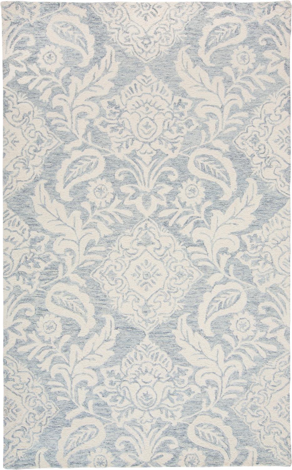 Belfort Modern Floral Paisley Rug, Celestial Blue/Ivory, 5ft x 8ft Area Rug