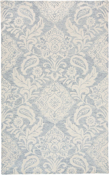 Belfort Modern Floral Paisley Rug, Celestial Blue/Ivory, 5ft x 8ft Area Rug