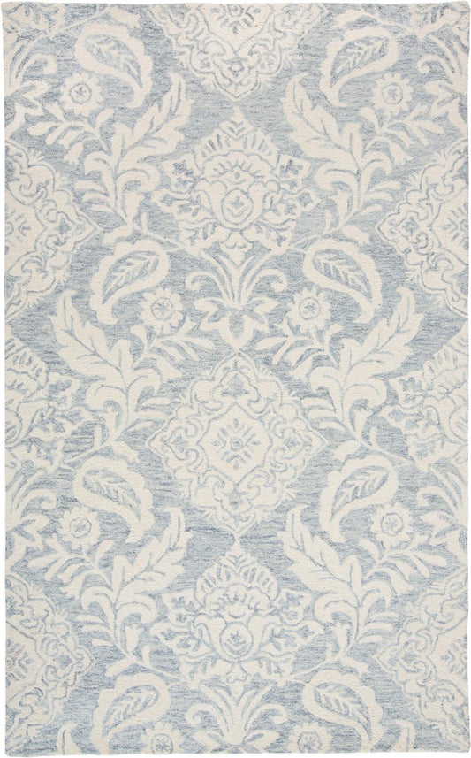 Belfort Modern Floral Paisley Rug, Celestial Blue/Ivory, 5ft x 8ft Area Rug