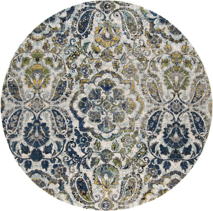 Brixton Ombre Medallion Rug, Moroccan Blue/Green 8ft x 8ft Round