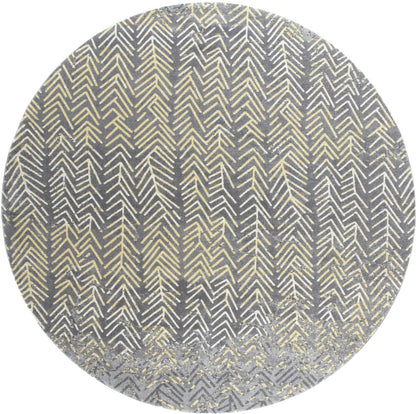 Bleecker Contemporary Arrows Rug, Gargoyle Gray/Yellow, 8ft x 8ft Round