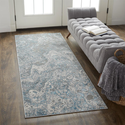Azure Modern Metallic Oil Slick Rug