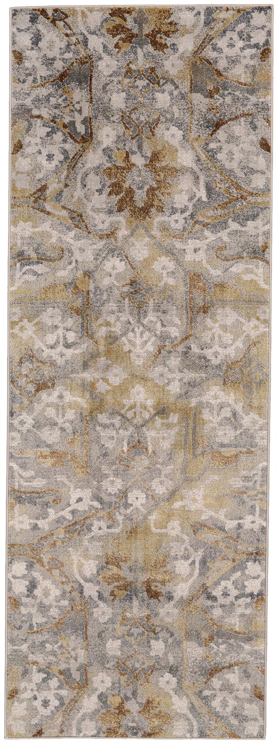 Cannes Lustrous Abstract, Light Gray/Gold/Brown, 2ft-10in x 7ft-10in, Runner