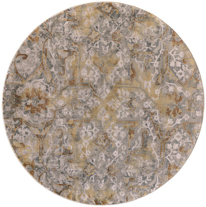 Cannes Lustrous Abstract Rug, Pewter Gray/Honey Gold, 8ft x 8ft Round