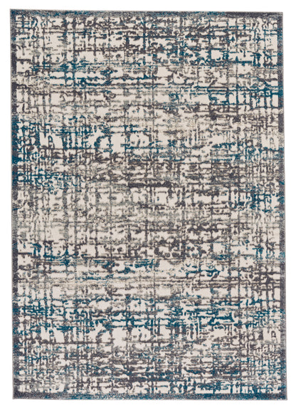 Akhari Textured Abstract Rug, Steel Gray/Deep Teal Blue, 5ft x 8ft Area Rug
